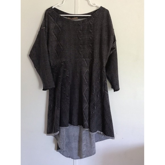 house of Vansickle large women's 3/4 sleeve boho hippie gray top - Picture 1 of 7